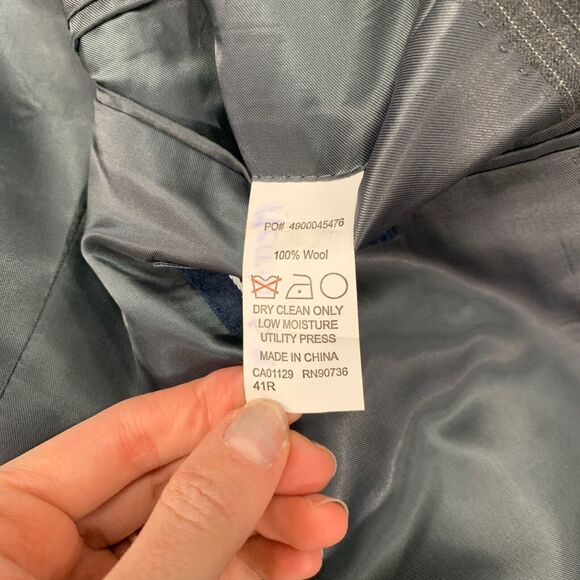 Ralph by Ralph Lauren Blazer Mens 41R Charcoal Grey Wool Shoulder Pads Striped - Picture 7 of 12